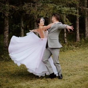 A couple dancing for their wedding