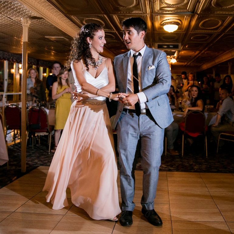 A couple dancing for their wedding