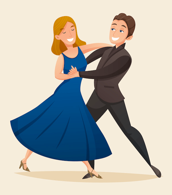 Cartoon couple dancing