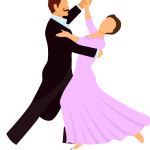 Cartoon couple waltzing