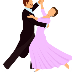 Cartoon couple waltzing