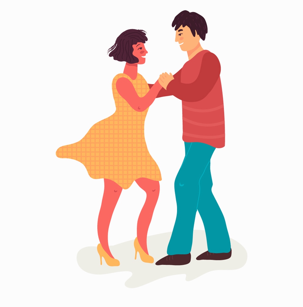 Cartoon couple dancing